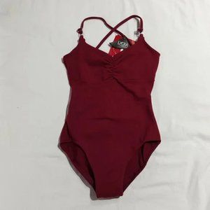 PrimaSoft Maroon Cross Back Camisole Leotard Petite